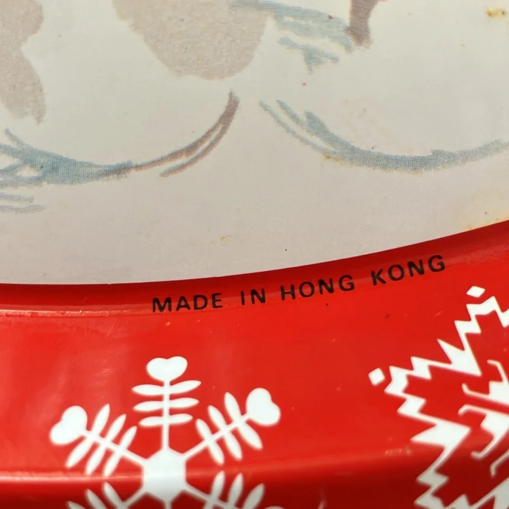 Vintage Jolly Santa Claus Tin‎ Serving Tray red & white good used condition